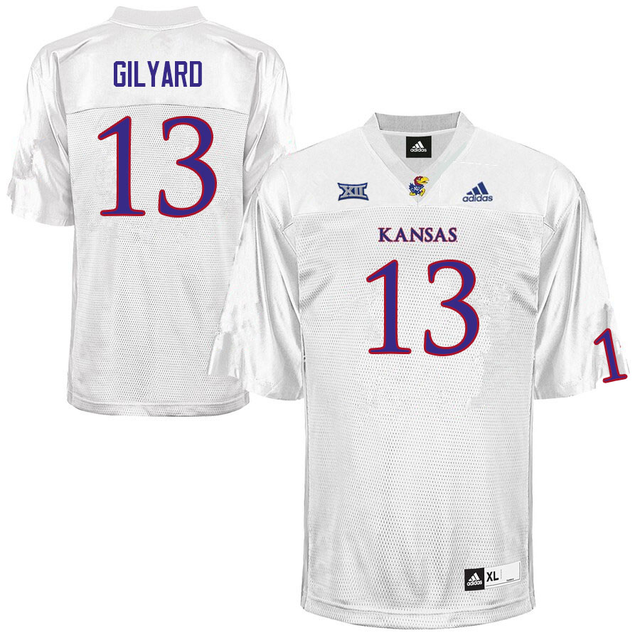 Men #13 Eriq Gilyard Kansas Jayhawks College Football Jerseys Sale-White